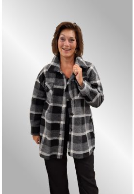 Sort grå ternet uld fliis skjorte / jakke 10918