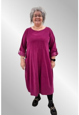 Fuxia farvet fløjls kjole, TF24216a