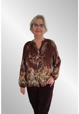 Brun print skjorte i A facon, 4536 Tiger