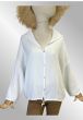 Hvid cardigan bluse med hætte, blekvalitet, Cath 2530