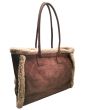 Brun shopper med teddy kant, A421