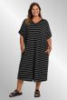 Sort lang kjole med sølv striber, G233019