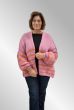 Pink oversize cardigan med orange striber, 305601