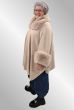 Beige Poncho jakke, fake fur, F40279