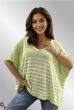 Lime oversize strik bluse/vest med striber, 26955