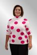 Råhvid / pink strik bluse med høj hals, dot ME7029