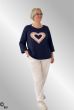 Navy strik bluse med hjerte, 20483