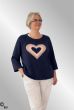 Navy strik bluse med hjerte, 20483