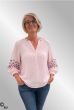 Rosa bomuldsbluse med broderi, Baggu