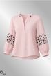 Rosa bomuldsbluse med broderi, Baggu