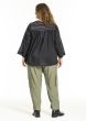 Sort bomuldsbluse med smock, G251033