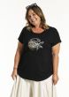Sort Gitte T-Shirt med print, 252088