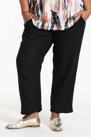 Sort viskose hør buks, Janni pants 252029