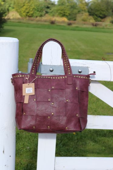 Bordeaux taske med flet, 11221