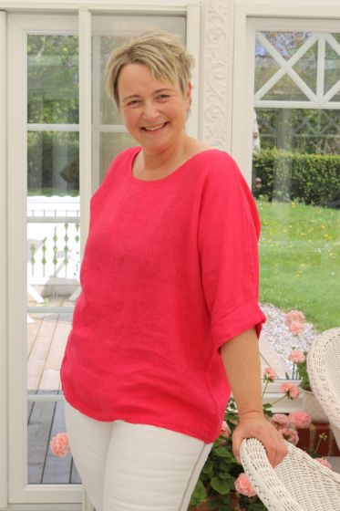 Pink hør bluse, Sannie