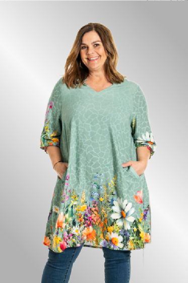 Grøn viskose tunika, Ily 251026