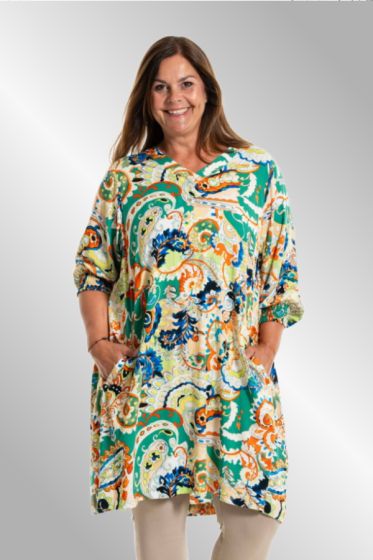 Viskose tunika, printet g242020, Grøn print