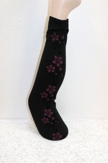 Feng flower leggings, sort med pink