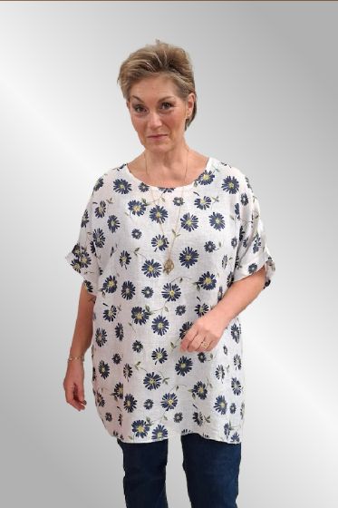 Sommerbluse med kornblomster, Gitta