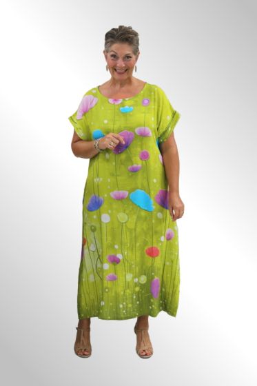 Lime maxikjole, Space flower dress