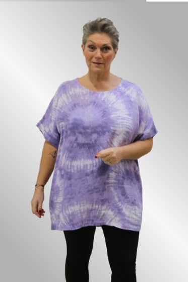 Lilla hør tunika, batik, Annelora