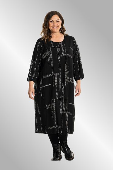 Sort kjole med print, Linett G241031