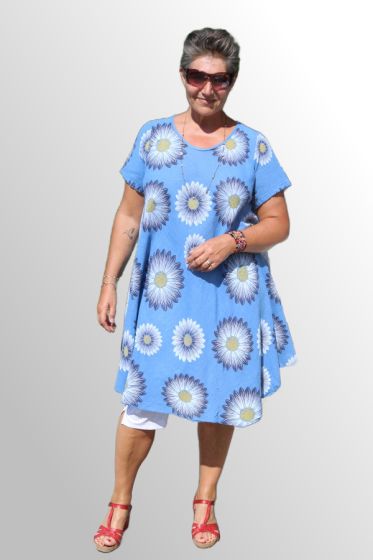 Blå bomuldskjole, Cath Flower 90