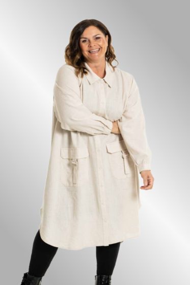 Naturfarvet hør / viskose skjortekjole, Anny 241010