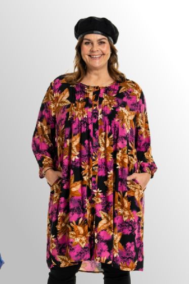 Sort viskose print tunika, Johanne G245043