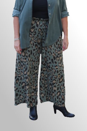 Grøn viddebuks med Animalprint, bomuld, ECO Leo Pants