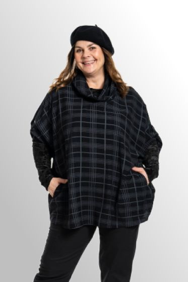 Sort ternet oversize bluse, Gozzip 246007