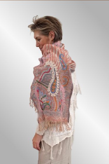 Rosa uldsjal fra Indien