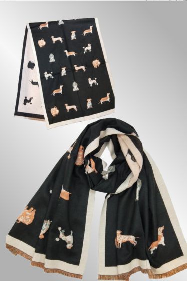 Sort tørklæde med hunde, 2379