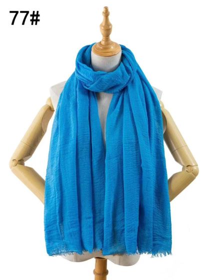 Ensfarvet viskose tørklæde,  XC7120 / #77 Azur blå