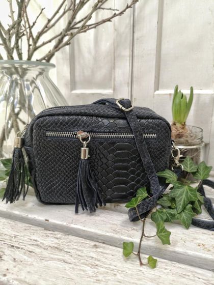 Kulla snake taske, sort