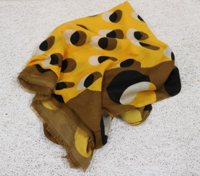 Tørklæde gult, brunt, sort