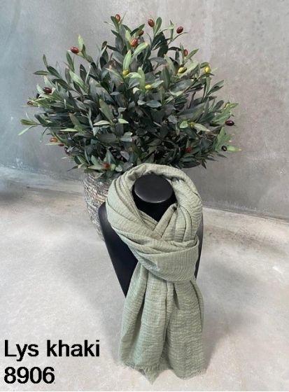 Tørklæde, ensfarvet, lys khaki 8906