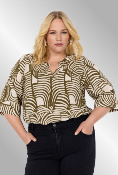 Oliven printet bluse, Lovis W10470