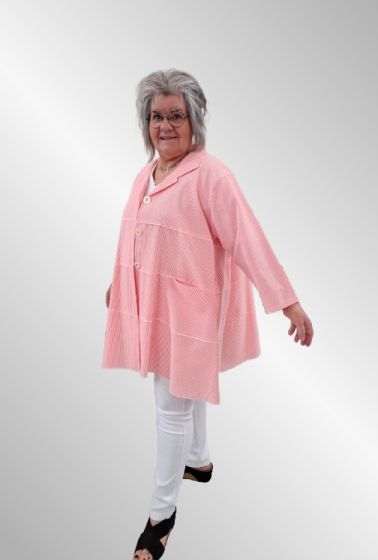 Koral stribet skjortejakke / tunika, AKH 81992