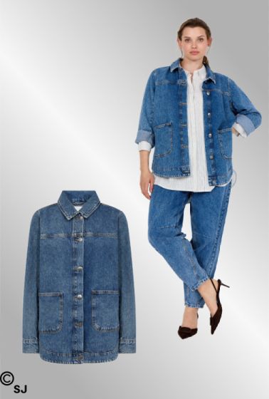 Lang denim jakke, W10712