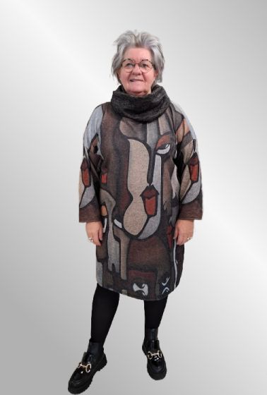 Print tunika med løs loop tørklæde, 1088-5