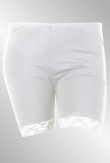 Hvide cykelshorts med blondekant, G152631