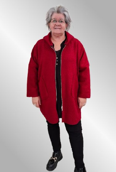 Rød fleece jakke med hætte, 17791