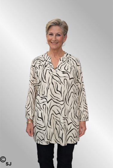 Råhvid jersey tunika med print, W20540