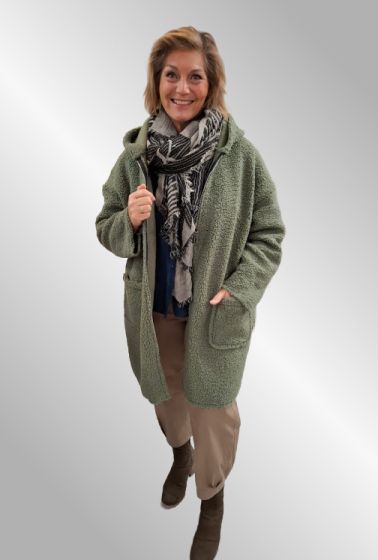 Grøn viskose Teddy frakke, 76344-6