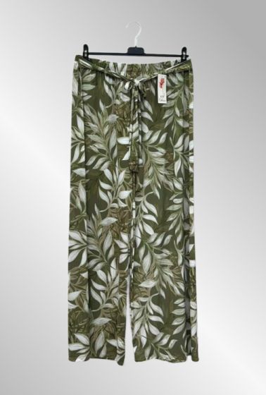 Grønne bukser med bladprint, 2218-9