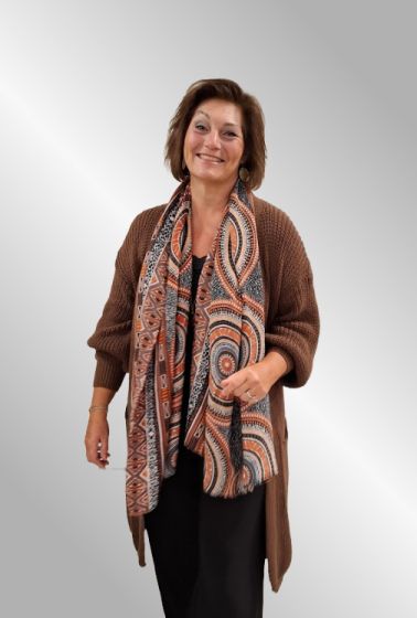 Tørklæde i gylden brun og sort, 2242