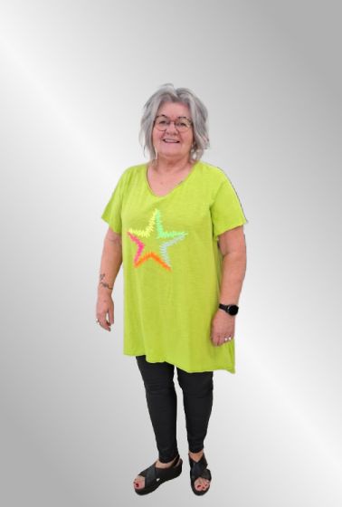 Lime Bomulds T-Shirt med broderi, 23103
