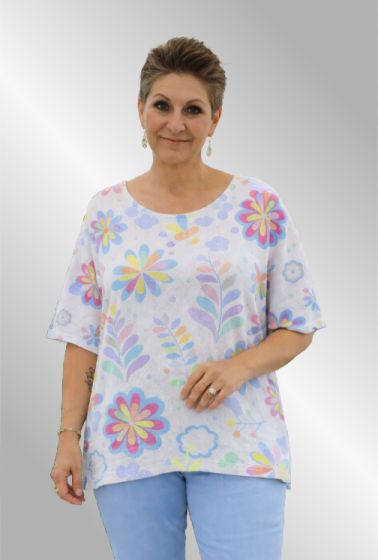 Hvid strik med print, Zafa 23C