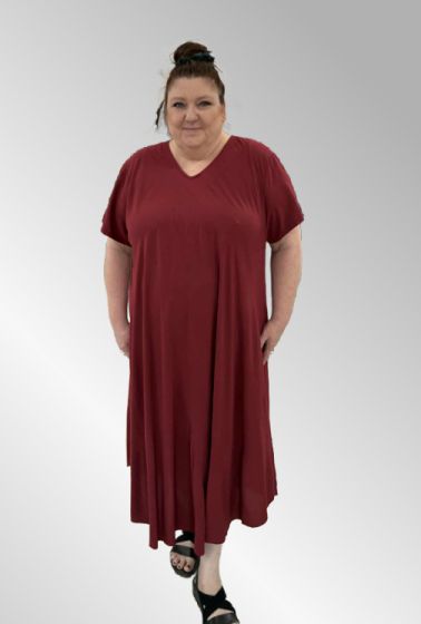 Bordeaux viskose kjole i A facon, 24102
